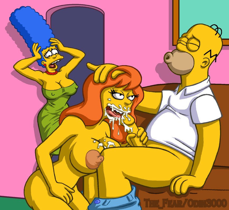 caught caught_cheating caught_in_the_act cheating cheating_husband color coworkers cuckquean cum cum_dripping_down_chin cum_dripping_from_penis cum_in_mouth cum_on_breasts cum_on_mouth cum_on_penis fellatio female homer_simpson human male marge_simpson mindy_simmons odin3000 oral straight the_fear the_simpsons