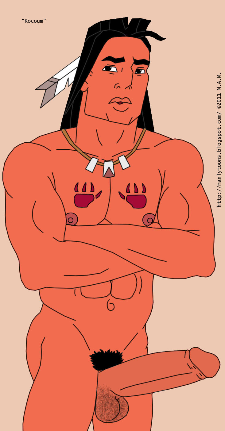 crossed_arms disney human kocoum male male_only manlytoons muscles native_american penis pocahontas pubic_hair solo standing tagme