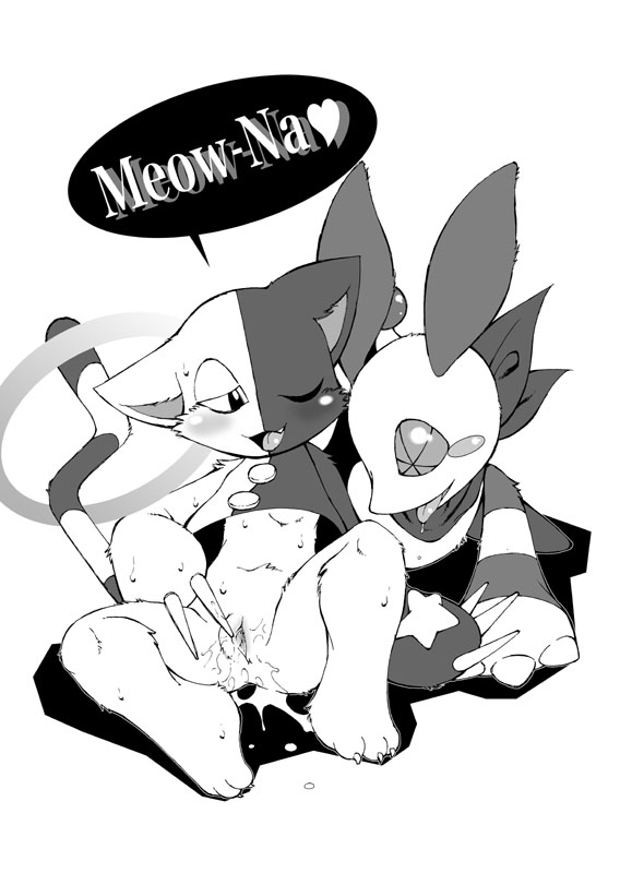 bottomless canine feline furry klonoa_(series) popka pussy pussy_juice tagme tat_(klonoa)