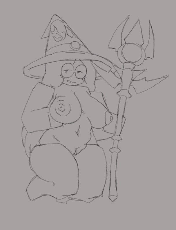 1girl, 1girls, 2d, 2d (artwork), 2d artwork, areola, areola bulge, areolae, azuri (block tales), big breasts, block tales, blocky body, boobs, breast squeeze, breasts, female, female focus, female only, glasses, greyscale, hair, hard nipples, holding breast, huge breasts, large breasts, long hair, looking at viewer, mage, monochrome, naked, naked female, nipples, nipples bulge, nude, nude female, on knees, pussy, roblox, roblox game, robloxian, sketch, smiling at viewer, squeezing breast, staff, tagme (artist), tired eyes, tits, vagina, witch hat