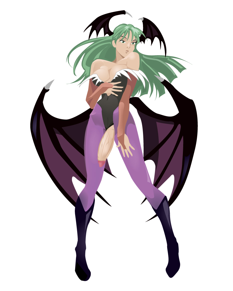 clothing darkstalkers fitletter futanari green_hair morrigan_aensland small_breasts succubus tagme