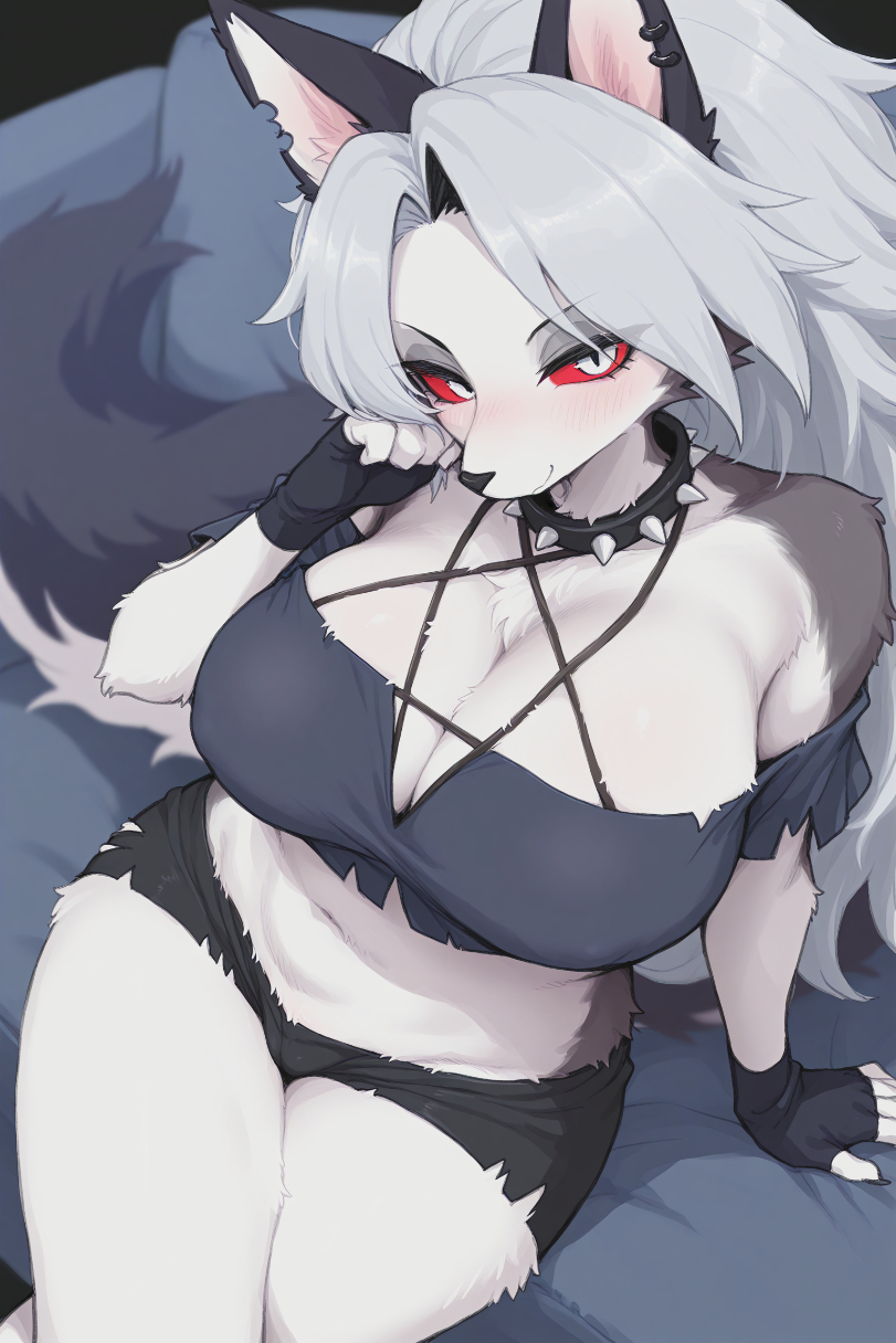 ai generated, anthro, female, furry, helluva boss, loona (helluva boss), lux infirma