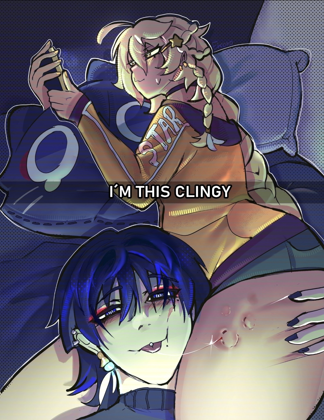 aether (genshin impact), big ass, bite mark, clingy, eikoko, gay, genshin impact, hoyoverse, im this clingy (meme), meme, mihoyo, scaramouche (genshin impact), thick thighs, wanderer (genshin impact)