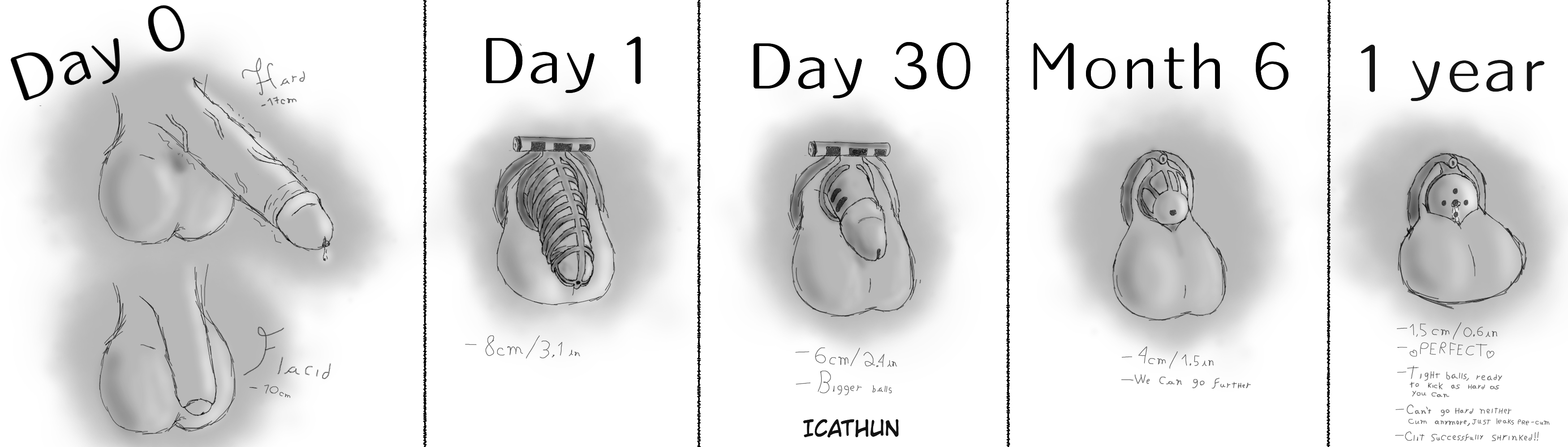 balls, before and after, big balls, big penis in chastity, black and white, caption, chart, chastity cage, cock and ball torture, cock and balls torture, cock cage, day count, disembodied penis, english text, erectile dysfunction, icathun, long term, long term chastity, male, monochrome, orgasm denial, penis, penis chart, penis comparison, penis focus, penis shrinking, self upload, text, time lapse, timeline, transformation sequence