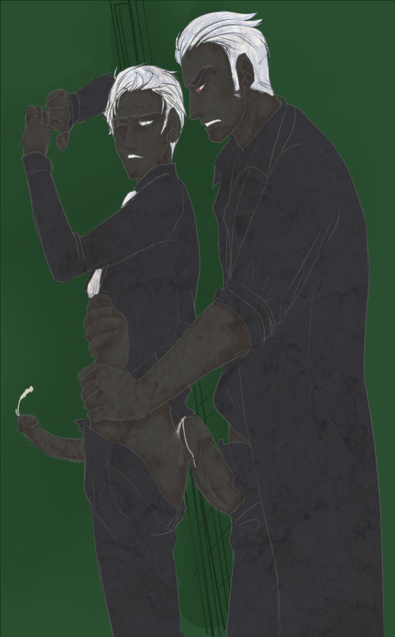 2boys ass black_skin clothing gay green_background hearts_boxcars homestuck imminent_anal male male_only midnight_crew ms_paint_adventures one_eye_closed pants_down penis precum red_eyes short_hair white_eyes white_hair