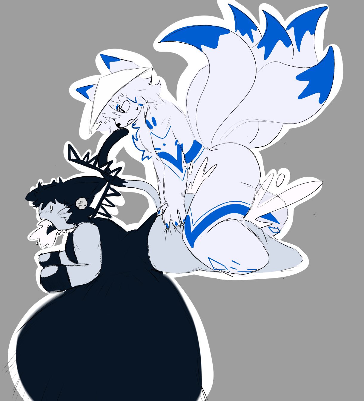 1boy, 1other, ambiguous gender, bfad, cat ears, commission, cum, cum inside, cumflated belly, cumflation, excessive cum, forsaken (roblox), furry, furry male, furry on human, inflation, ivy arts, kitty cat two time, male, oc, oc x canon, roblox, roblox avatar, roblox game, roblox23074, robloxian, tagme, two time, two time (forsaken)