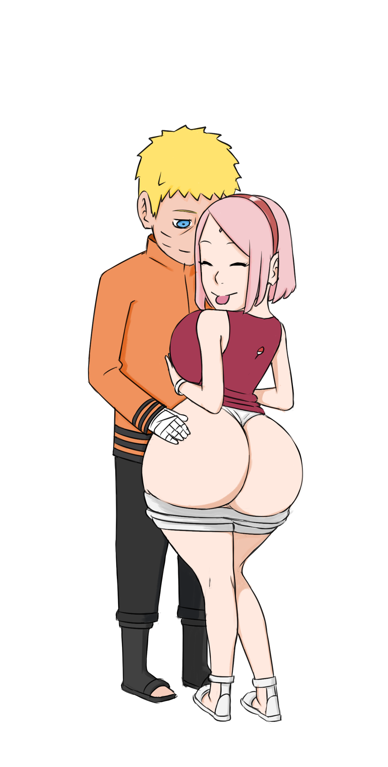 ass, before sex, big ass, big breasts, big butt, biggies00, blonde hair, blue eyes, boruto: naruto next generations, breasts, cheating, cheating husband, cheating mother, cheating wife, cucked by bestfriend, cucked by friend, cuckold, cuckolding, female, naruto, naruto (series), netorare, ntr, pink hair, sakura haruno, sticking out tongue, sticking tongue out, taunting, tongue, tongue out, uchiha symbol, uzumaki naruto, white background, yellow hair
