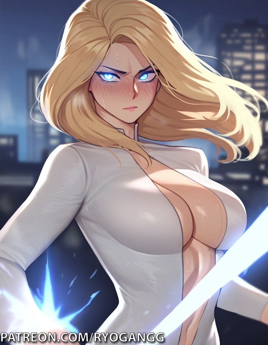 1girls, 2d, 2d (artwork), ai generated, alternate breast size, big breasts, blonde female, blonde hair, blue eyes, bodysuit, breasts, cleavage, cleavage cutout, dagger (marvel rivals), dagger (marvel), female, marvel, marvel comics, marvel rivals, patreon, patreon username, ryogangg, skin-tight suit, tandy bowen, white bodysuit