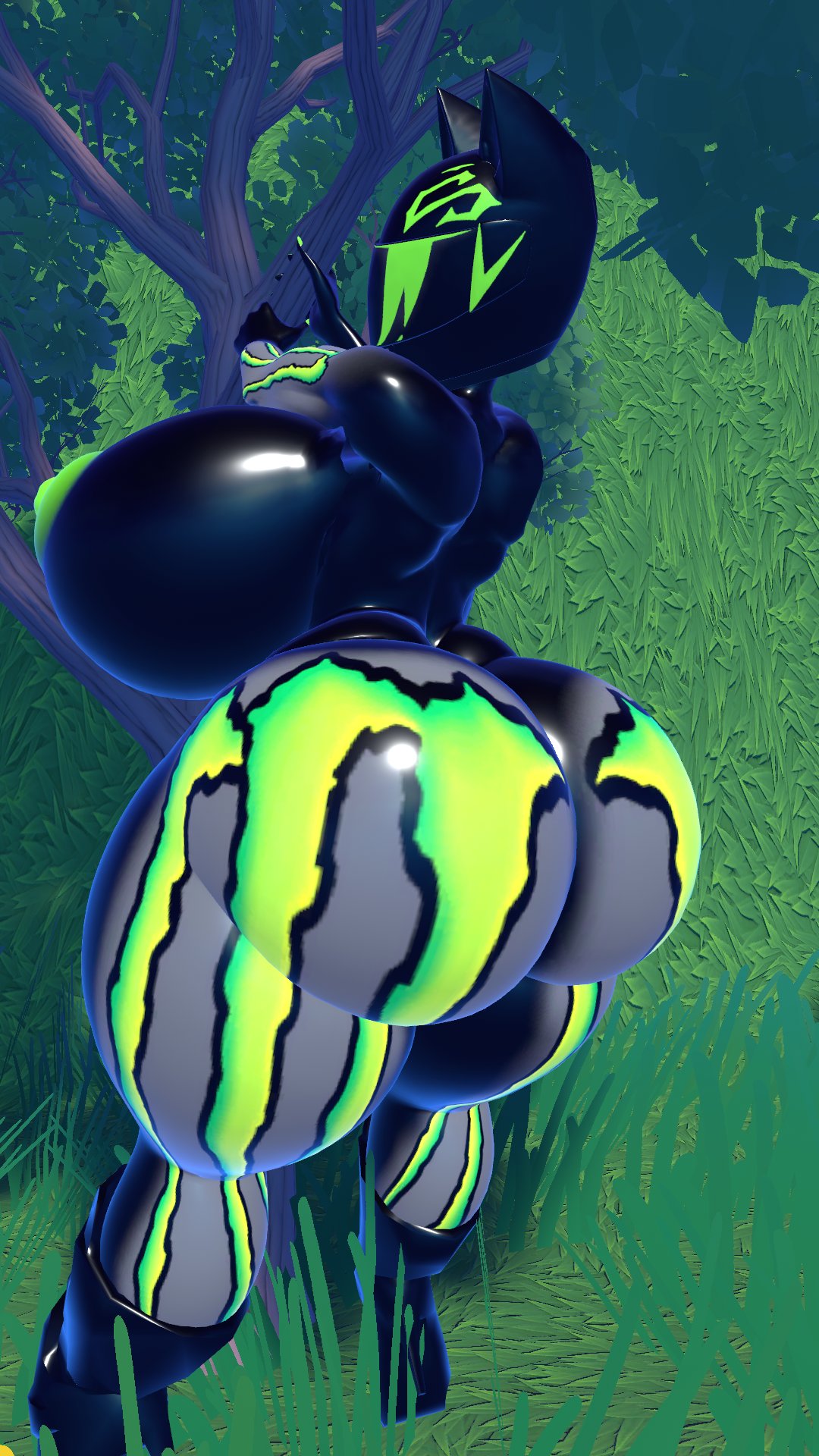 1futa, 3d, animal ear headwear, animal ears, anthro, ass, ass focus, big ass, big breasts, black body, breasts, cat ear helmet, cat ears, fagottini31, futa only, futanari, huge ass, huge breasts, intersex, monster energy, motorcycle helmet, original character, solo, thick thighs, wide hips