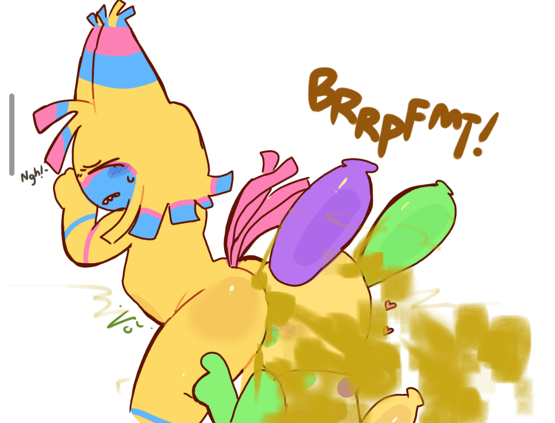 ass, ass grab, ass up, balloon, bent over, blush, closed eyes, dandy's world, dandys world, dazziezy, duo, enjoying farts, face in ass, facesitting, fart, fart cloud, fart fetish, farting in face, farting on face, fetish, growling, imminent rimming, imminent scat, implied rimming, irougaki, looey (dandy's world), multicolored fur, onomatopoeia, pinata, rimming, scat, stomach noises, teeth, text, thigh grab, yatta (dandy's world), yellow body, yellow fur