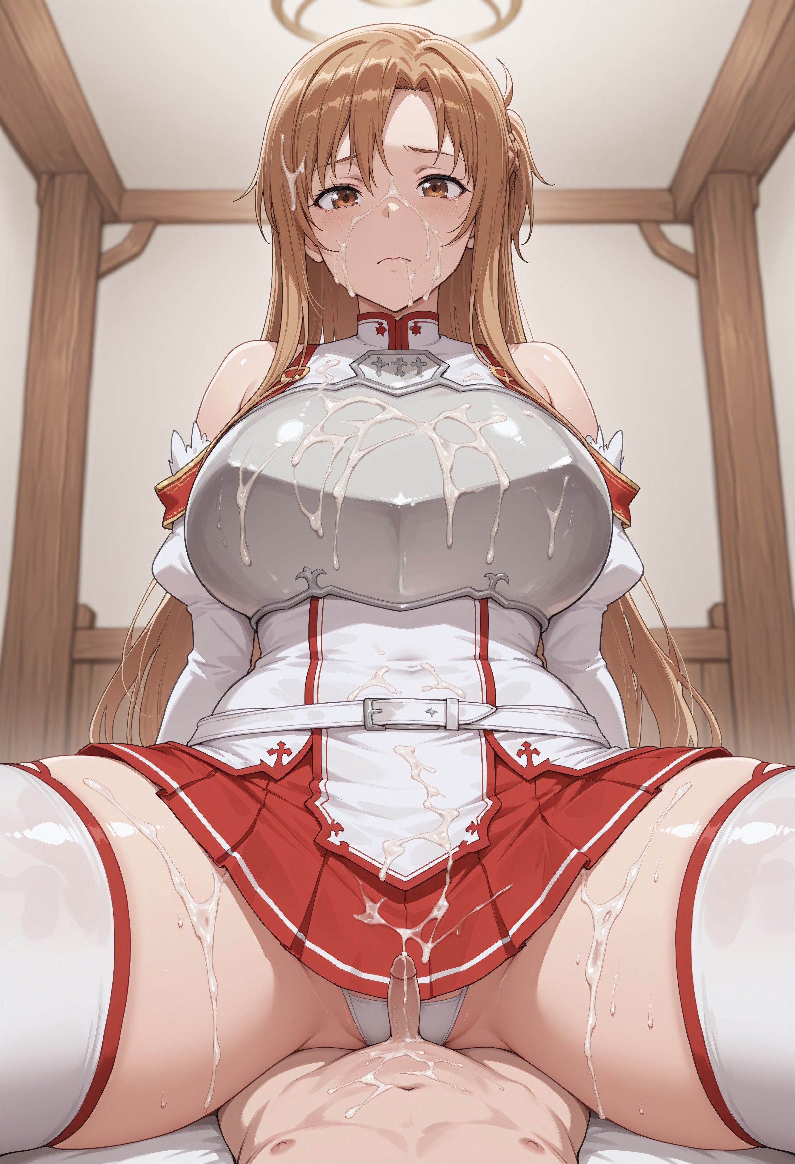 1boy, 1girls, 4k, absurd res, absurd resolution, absurdres, after sex, ai assisted, ai generated, amazon, anime, anime girl, anime style, armor, bare shoulders, belt, big breasts, blush, blushing female, boots, breastplate, breasts, breasts bigger than head, brown eyes, brown hair, bukkake, busty, busty female, chesto67295, close-up, clothed female, clothed female nude male, clothed sex, cock, comission, cum, cum on face, cum on floor, cum on upper body, cum shot, cumshot, curvy, curvy body, curvy female, curvy figure, day, daytime, detached sleeves, detailed background, dominant female, domination, dress, ejaculation, excessive cum, female, front view, giantess, gts, height difference, high resolution, highres, horny, horny female, horny male, hourglass figure, hourglass figured female, huge breast, indoors, large breasts, large female, long hair, long sleeves, long-haired female, macro female, macrophilia, male, male pov, mini giantess, panties, penis, plump, self upload, size difference, size fetish, skirt, small penis, smaller male, submissive male, sword art online, taller female, thick thighs, thighhighs, thunder thighs, thunderthighs, tiny penis, voluptuous, voluptuous female, wide hips, yuuki asuna