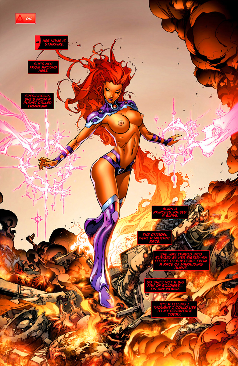 1girls dc dc_comics female female_only kenneth_rocafort kevin_senft koriand'r new_52 red_hood_and_the_outlaws solo starfire tamaranean teen_titans un-censor