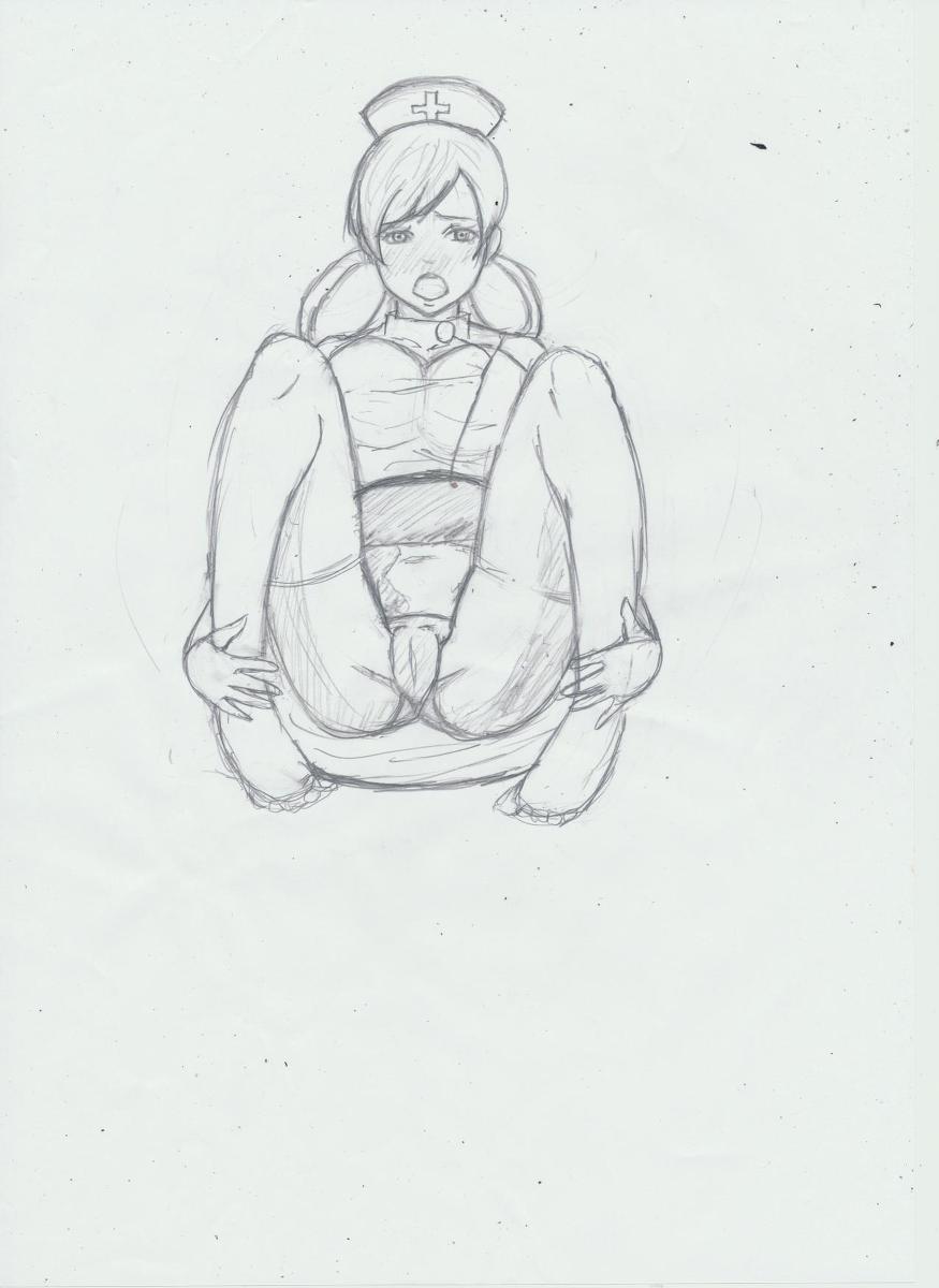 blush clothes female female_only front_view human monochrome nurse_joy pokemon sitting solo tagme vulva