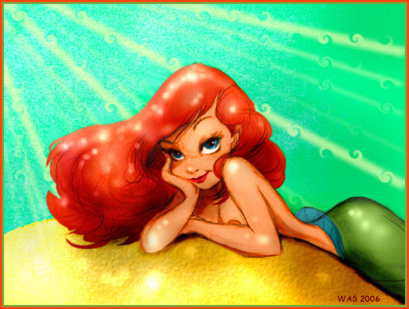 ariel breasts disney female female_only looking_at_viewer mermaid nude red_hair smile solo tagme the_little_mermaid wa_smith