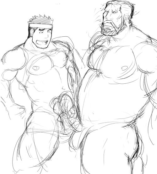 2boys abs age_difference bara bear_(body_type) chubby_male erection frottage fullmetal_alchemist gay human male male_only mason_(fma) multiple_males muscular muscular_male pecs sig_curtis size_difference sketch spread_legs tagme waribashi yaoi