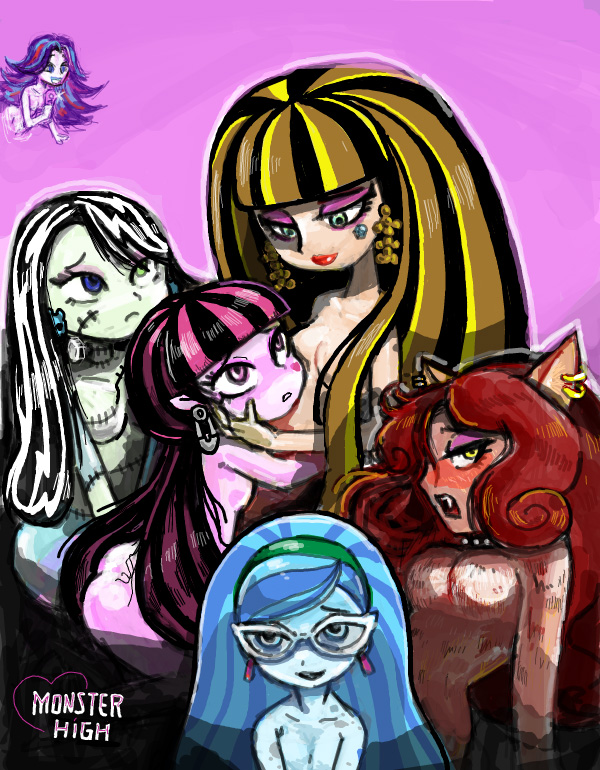 clawdeen_wolf cleo_de_nile draculaura frankie_stein ghoulia_yelps monster_girl monster_high spectra_vondergeist sukaponta