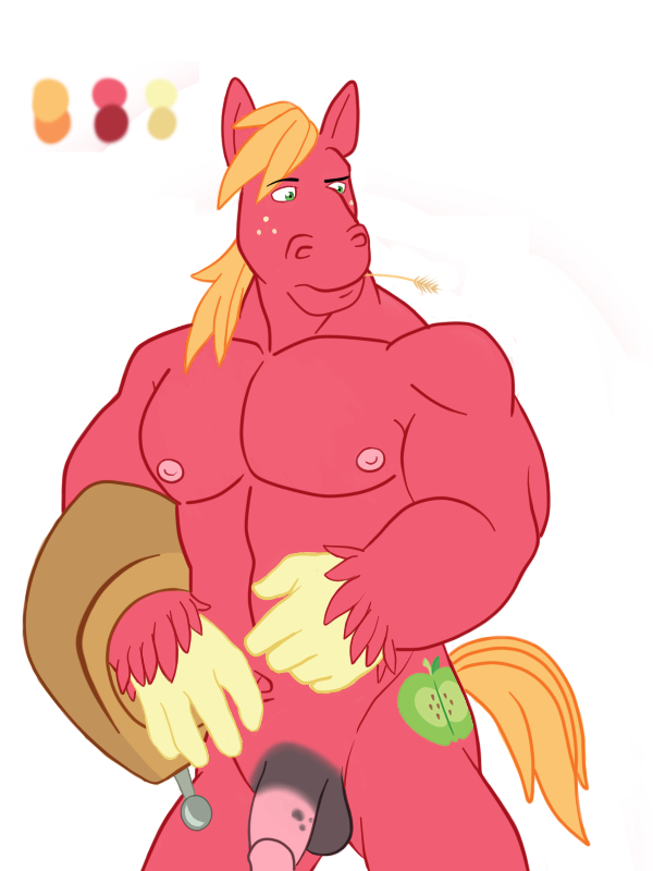 anthro anthrofied big_macintosh_(mlp) earth_pony equine fe5ter friendship_is_magic horse male male_only my_little_pony pony smooth_skin tagme