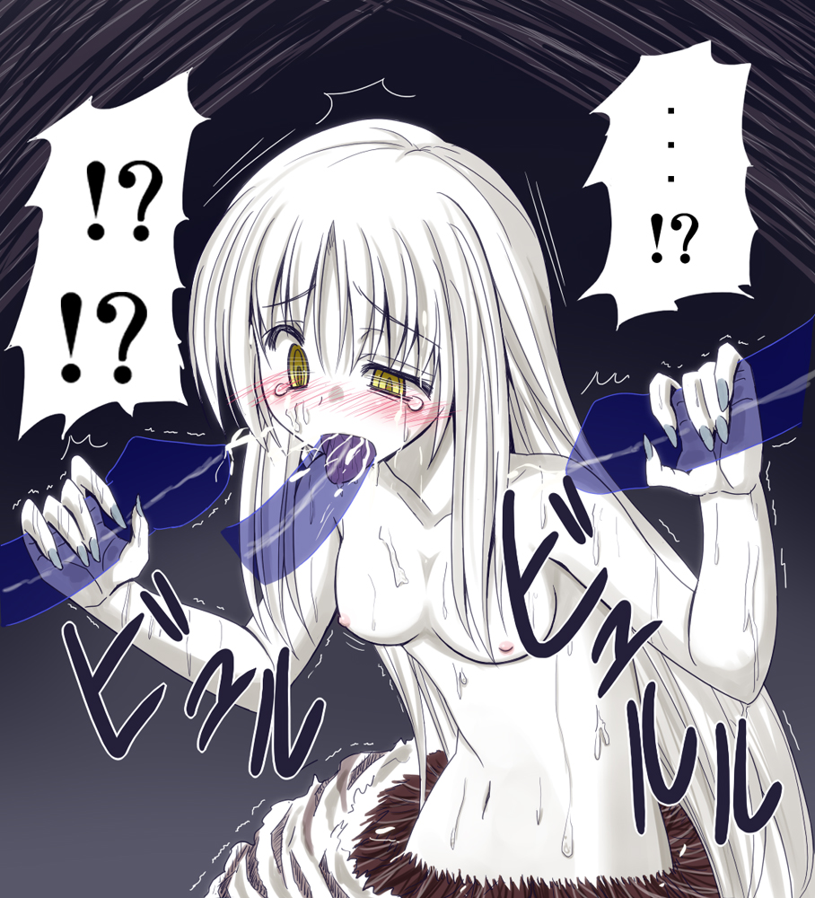 1girls cum dark_souls fair_lady_quelaan female fromsoftware small_breasts solo spider_girl tagme tears topless white_hair white_skin yellow_eyes