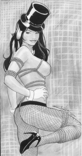 black_and_white dc female female_only human jonatas monochrome solo straight_hair tagme zatanna