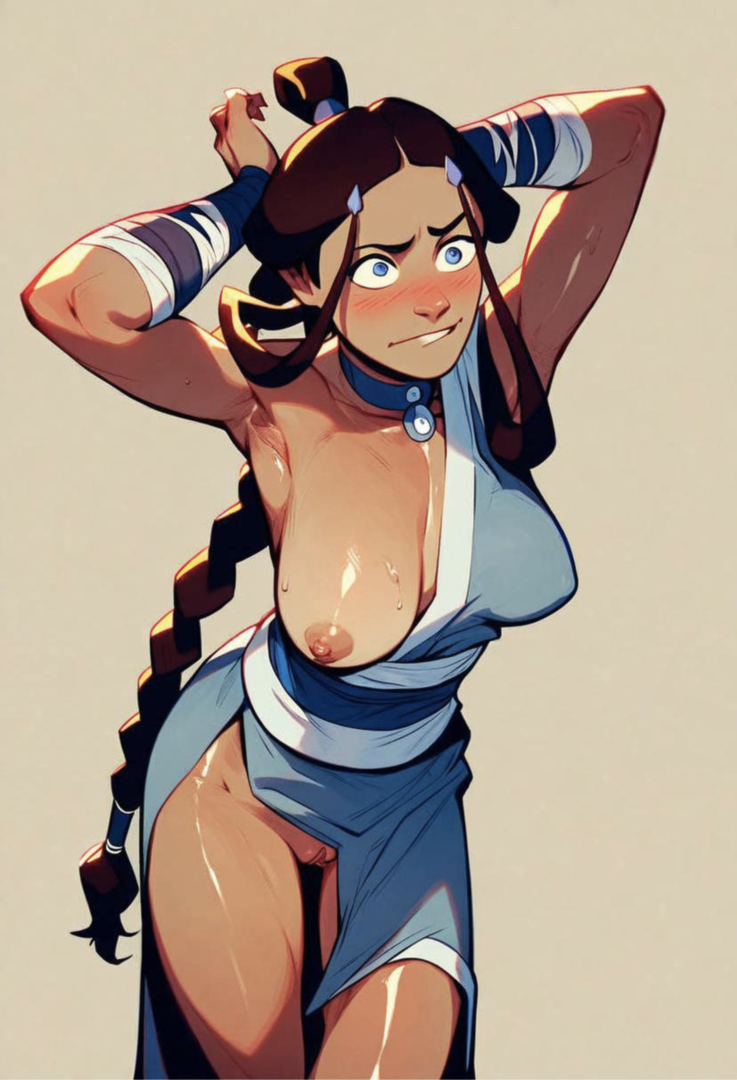 1girls, ai eyes, ai generated, avatar legends, avatar the last airbender, cartoony, female, katara, water tribe
