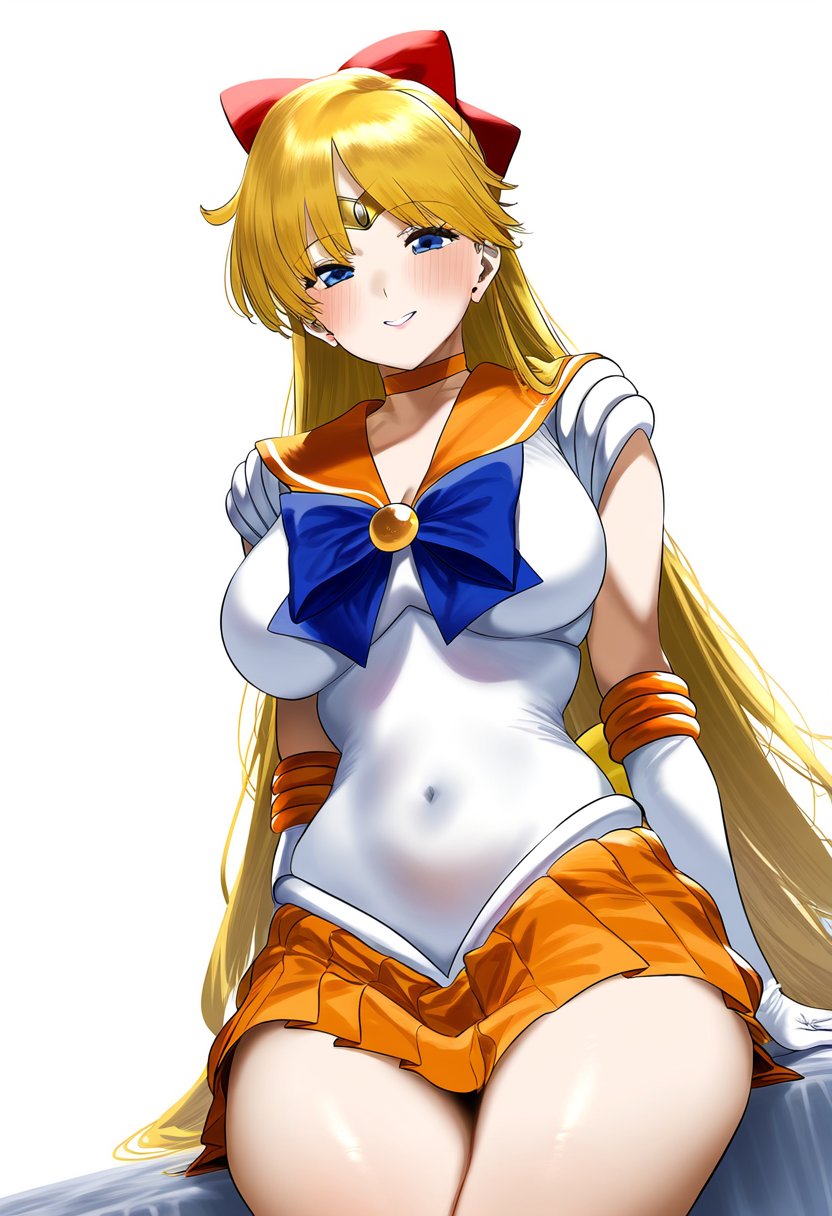 ai_generated big_breasts bishoujo_senshi_sailor_moon bow clothing deko large_breasts sailor_venus skirt white_background