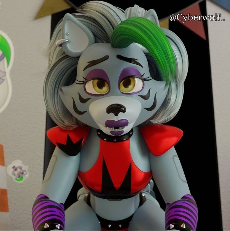 black_belt cowgirl_position cyberwolf cyberwolf200518 female five_nights_at_freddy's five_nights_at_freddy's:_security_breach fnaf green_hair green_nails grey_body human_on_anthro pov pov_eye_contact pov_male purple_armwear purple_eyeshadow purple_lipstick red_top roxanne_wolf_(coolioart) roxanne_wolf_(fnaf) scottgames silver_hair silver_tail studded_belt tail yellow_eyes