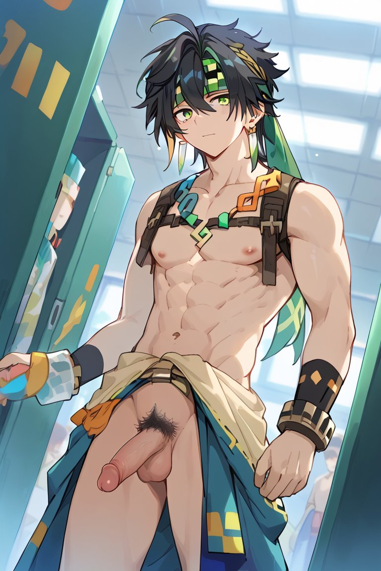 ai_generated balls gay genshin_impact kinich_(genshin_impact) male male_only noahai penis tagme yaoi