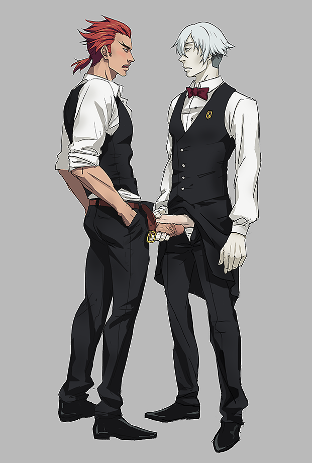 2boys bara death_parade decim frottage gay ginti handjob male male_only multiple_boys muscles penis penis_out tagme yaoi