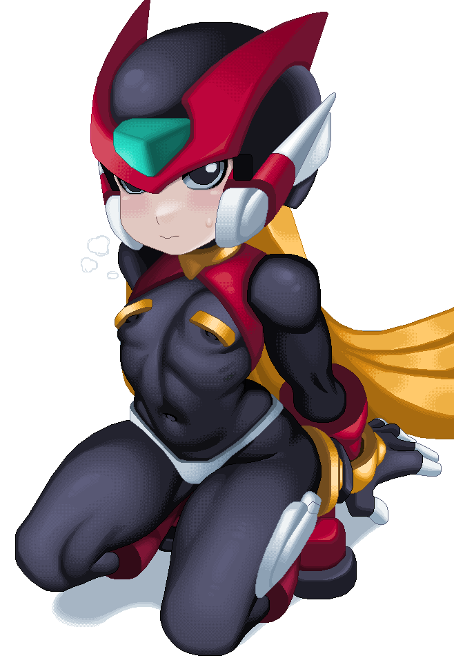 1boy android bodysuit femboy male_only mega_man mega_man_zero navel nipple_pasties pasties riso robot thighs zero_(mega_man)