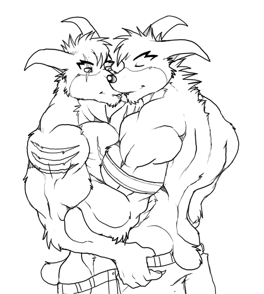 2boys anthro anthro_only arody bandicoot brother brothers butch_bandicoot closed_eyes crash_(series) crunch_bandicoot fur furry furry_only gay incest line_art love male male_only marsupial monochrome multiple_males muscle mutant_serpentina no_humans scar siblings tattoo video_games yaoi