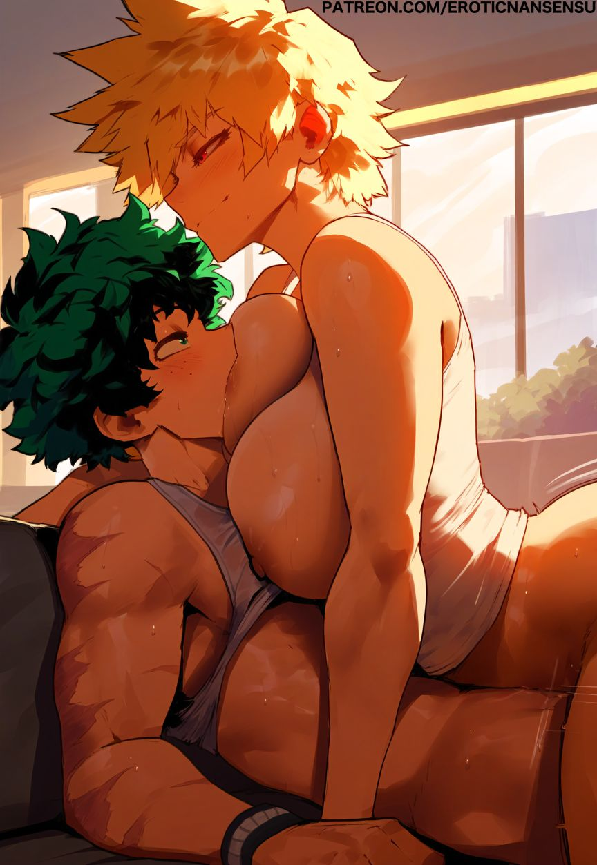 age_difference bakugou_mitsuki big_breasts bottomless breastfeeding breasts curvy erotic_nansensu izuku_midoriya milf my_hero_academia nipples older_female sex sucking sucking_nipples