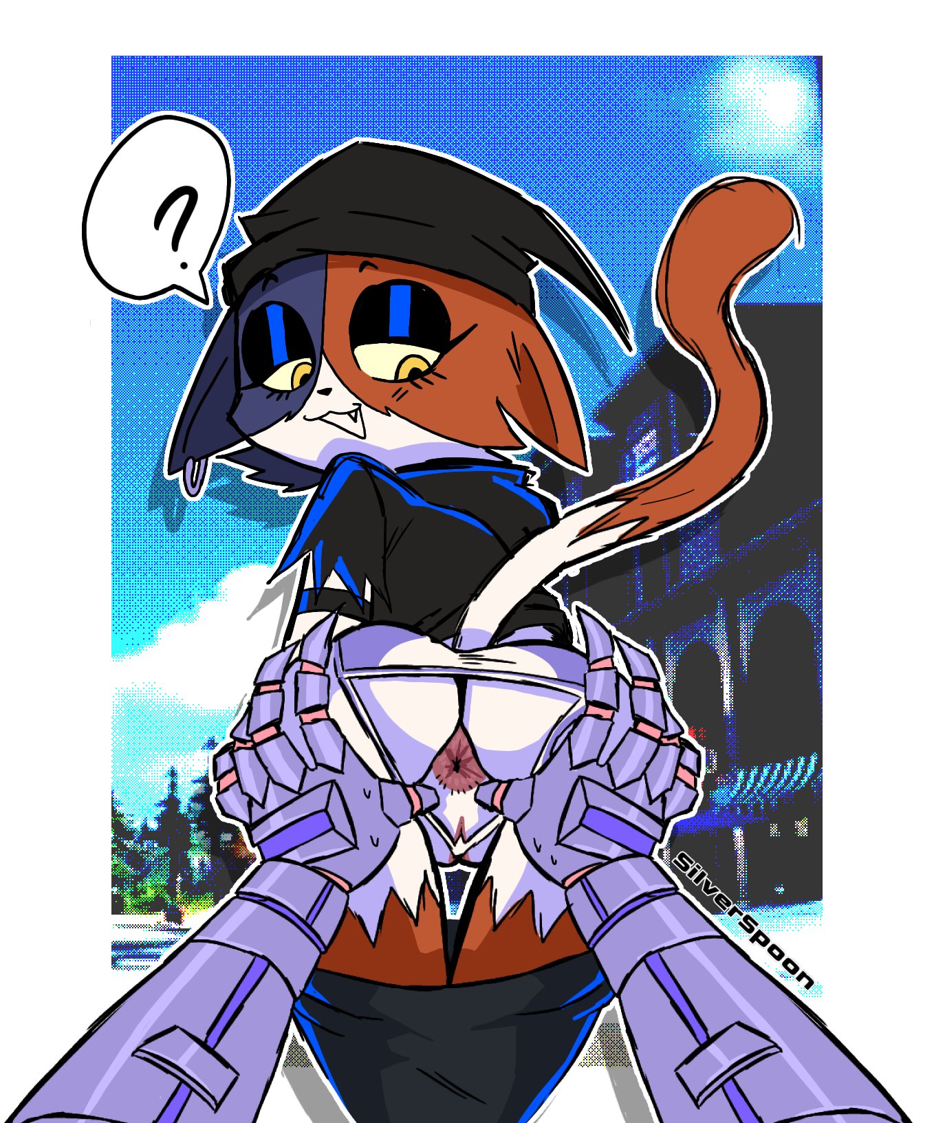 ?, 2girls, anthro, anus, ass, ass focus, ass grab, clothed, clothed female, clothing, derekin4k, derekunleashed, female, female only, female pov, fortnite, looking back, meow skulls (fortnite), pants, pants down, pov, pussy, question mark, raven team leader, silverspoon88, tail, underwear, vagina, yuri