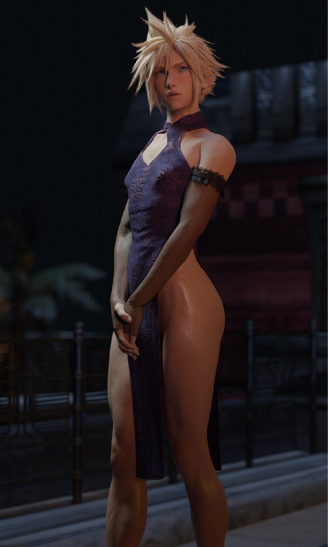 1boy, 3d, blonde hair, blue eyes, cloud strife, emberstock, femboy, final fantasy, final fantasy vii, male, male only, white skin