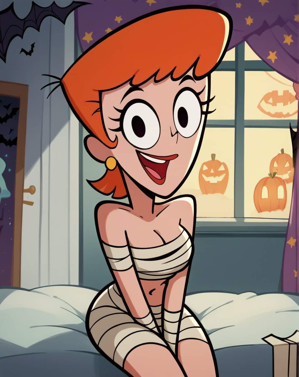 1girls ai_generated auburn_hair big_ass big_butt cartoon_network dexter's_laboratory dexter's_mom light-skinned_female light_skin looking_at_viewer mature mature_female milf mother orange_hair short_hair tagme