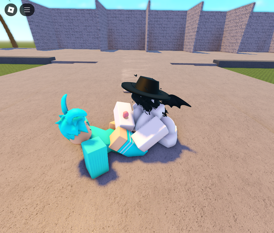 big_ass big_breasts black_hair cyan_hair cyan_sweater cyan_thighhighs femboy naked_female roblox_game roblox_studio robloxian stroking_penis whorblox_adventure wings witch witch_hat