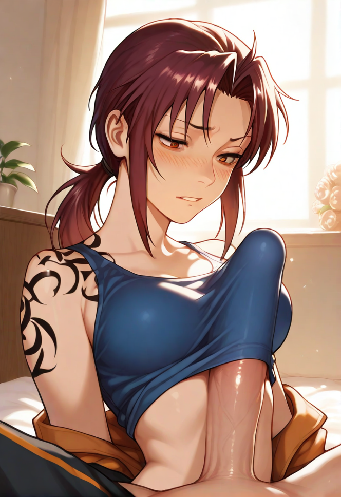 ai_generated black_lagoon crossover natsuki_subaru re:zero_kara_hajimeru_isekai_seikatsu revy revy_(black_lagoon) tagme