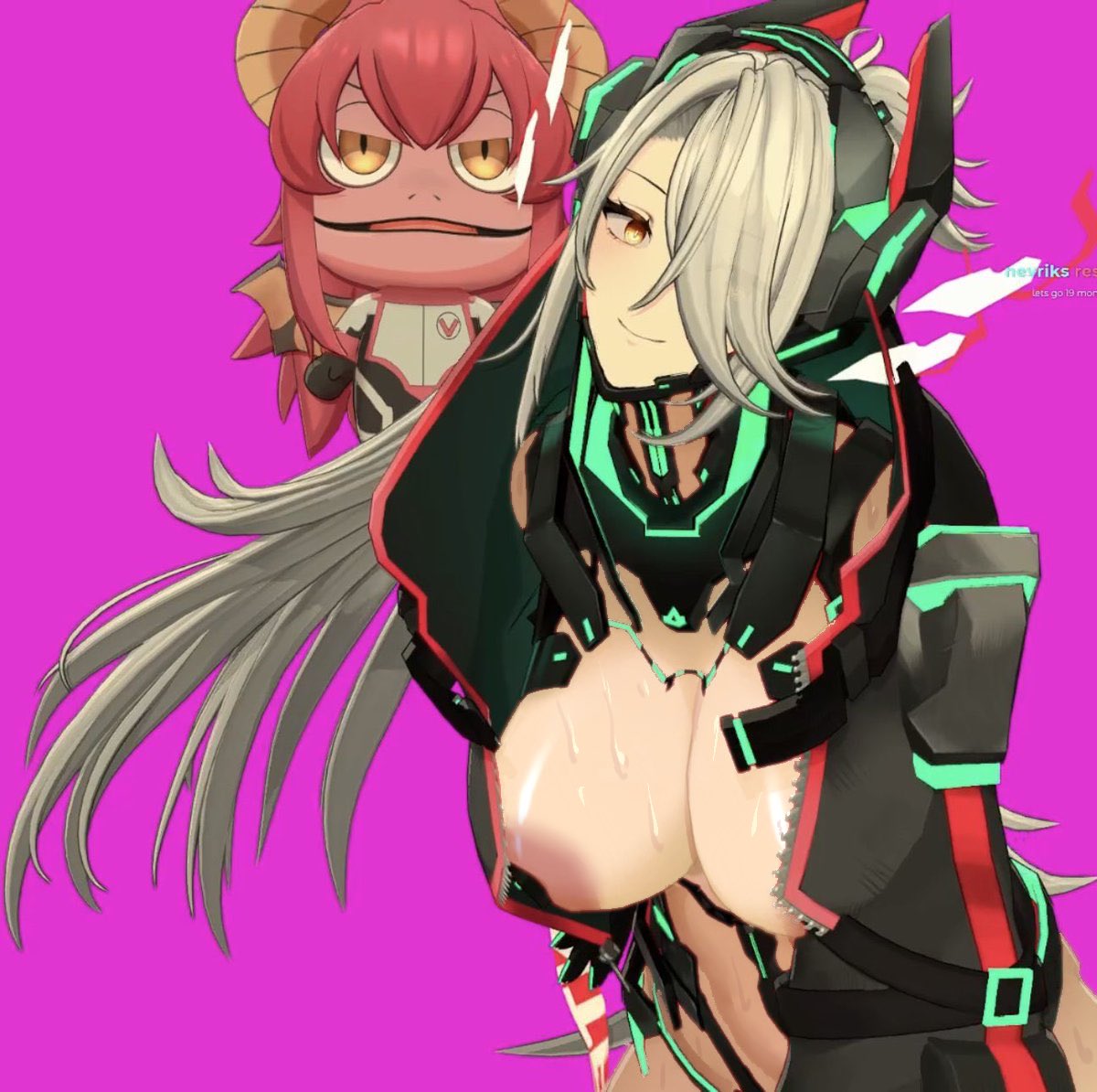 1girls areola areola_slip areolae areolae_peeking big_breasts breasts cleavage covered_nipples cybernetic_arm cybernetic_limb cybernetics cyborg exposed_areolae fan_mascot_(vtuber) gecko_(zentreya) jacket jacket_open large_breasts light-skinned_female light_skin nude_filter open_jacket puffy_areola rockaroll sweat sweatdrop sweating sweaty sweaty_body sweaty_breasts tagme virtual_youtuber vshojo vtuber zentreya zentreya_(cyborg)