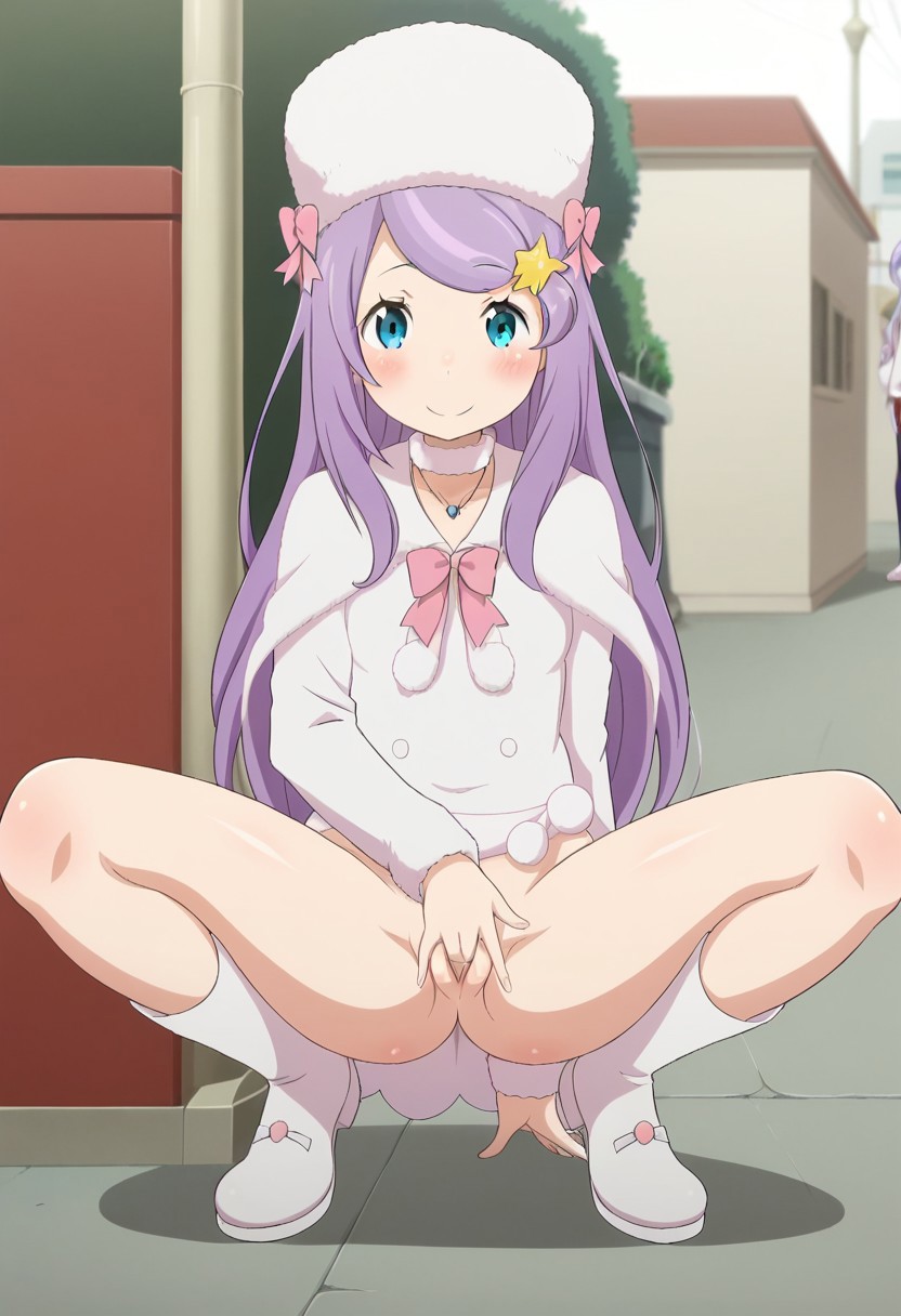 1girls ai_generated anastasia_hoshin clothed fingering fingering_pussy masturbating masturbation presenting_pussy pussy re:zero_kara_hajimeru_isekai_seikatsu solo solo_focus spread_legs squatting street