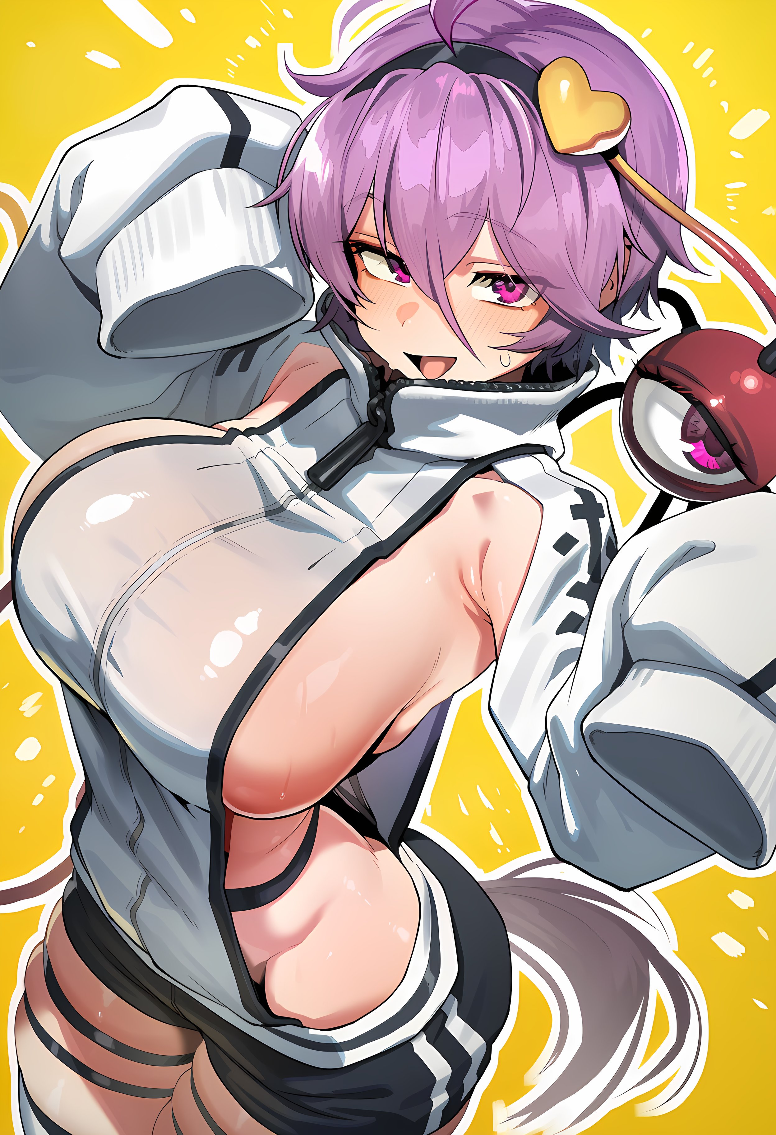 1girls, ai generated, big breasts, breasts, cosplay, crossover, female, hachimides, large boobs, large breasts, light skin, light-skinned female, phantom of the kill, pink eyes, pink eyes female, purple hair, purple hair female, satori komeiji, solo, solo female, solo focus, touhou, touhou project