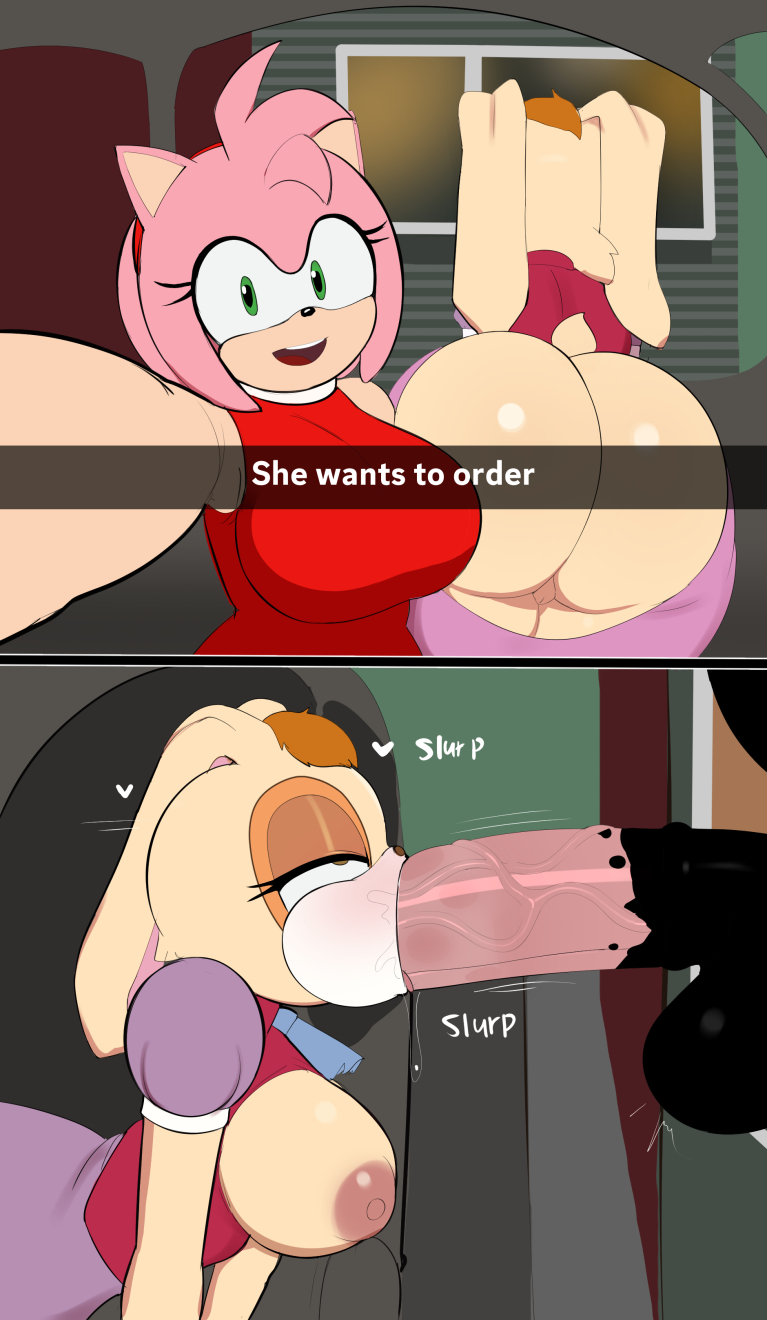 1boy, 2d, 2girls, alternate color, amy rose, bestiality, blowjob, fellatio, female, g3mma, hi res, highres, horse, horsecock, male, oral, oral sex, sega, she wants to order, sonic (series), sonic the hedgehog (series), tagme, vanilla the rabbit, zoophilia