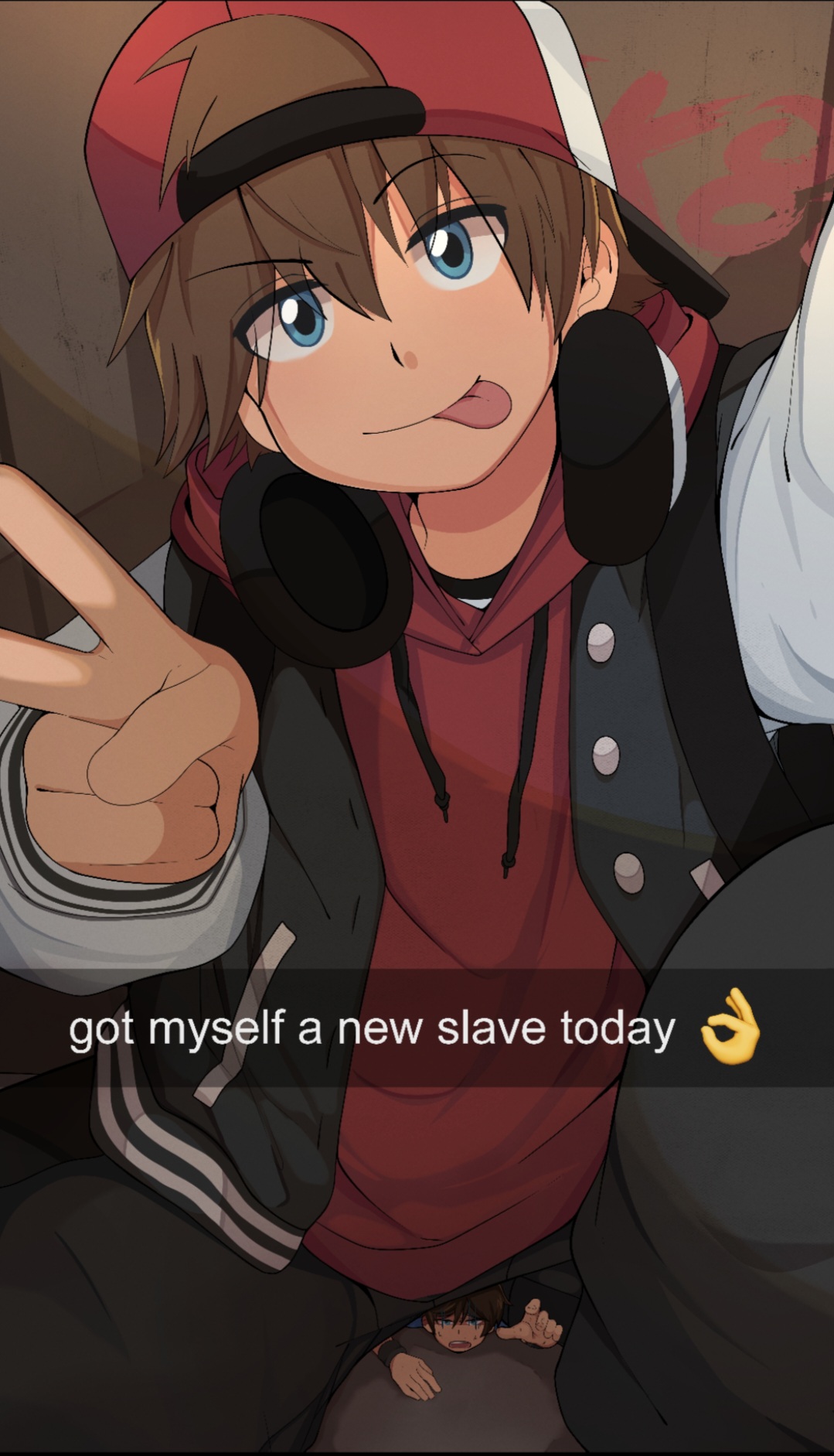 2boys, 2d, clothed, color, comic, comic page, cruel, cruelty, degradation, dehumanization, dominant, domination, forced, giant, giant male, kidnapped, larger male, macro, male, male only, masterkiiro, micro, playful, shoes, shrinking, shrunk, shrunken male, smaller male, speech, streetwear, text, texting