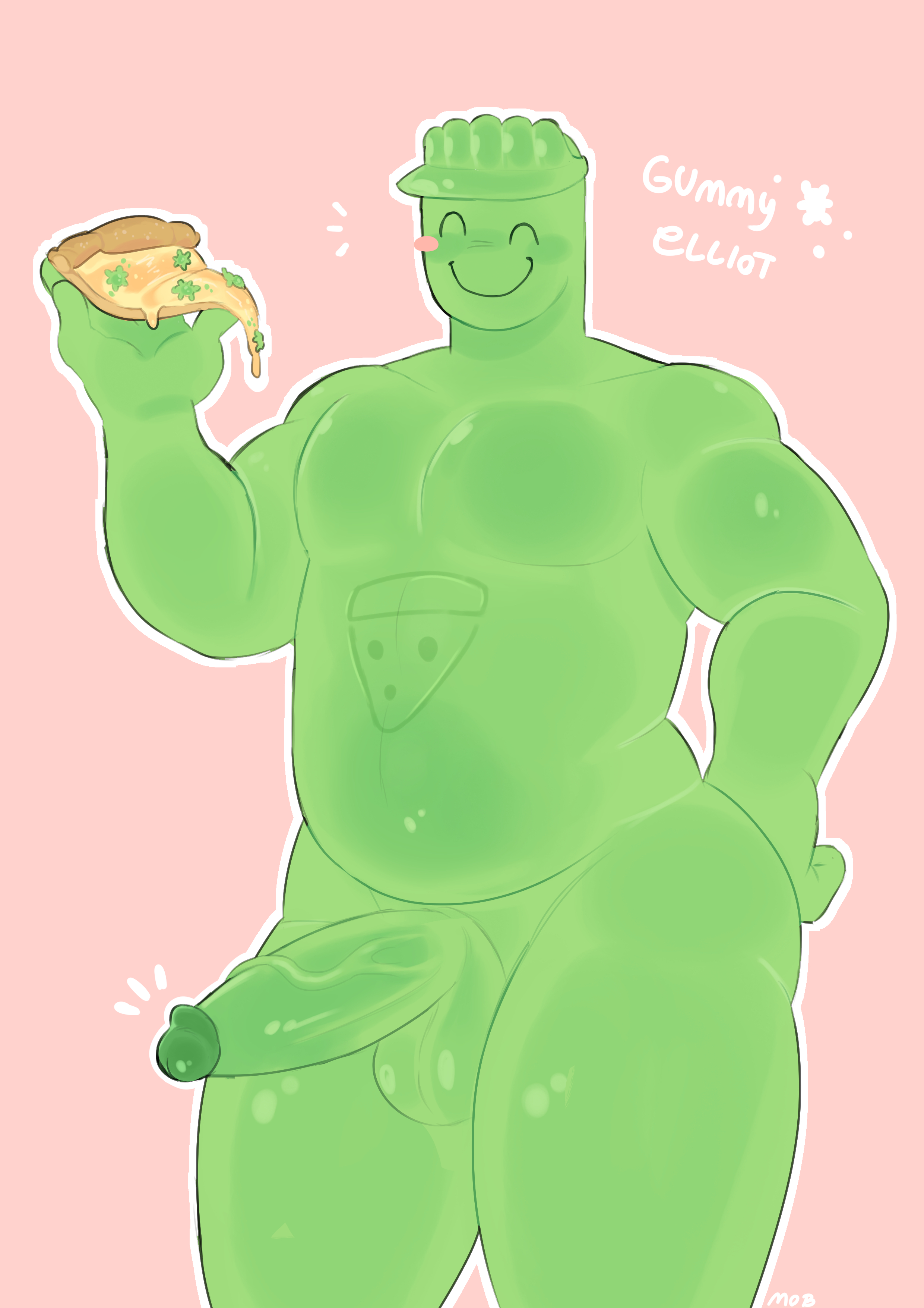 1boy, big cock, chubby, chubby male, elliot (forsaken), forsaken (roblox), gummy elliot (forsaken), male, moborun, nude, nude male, penis, pizza, roblox, roblox game, robloxian, smile, smiling, solo male, tagme