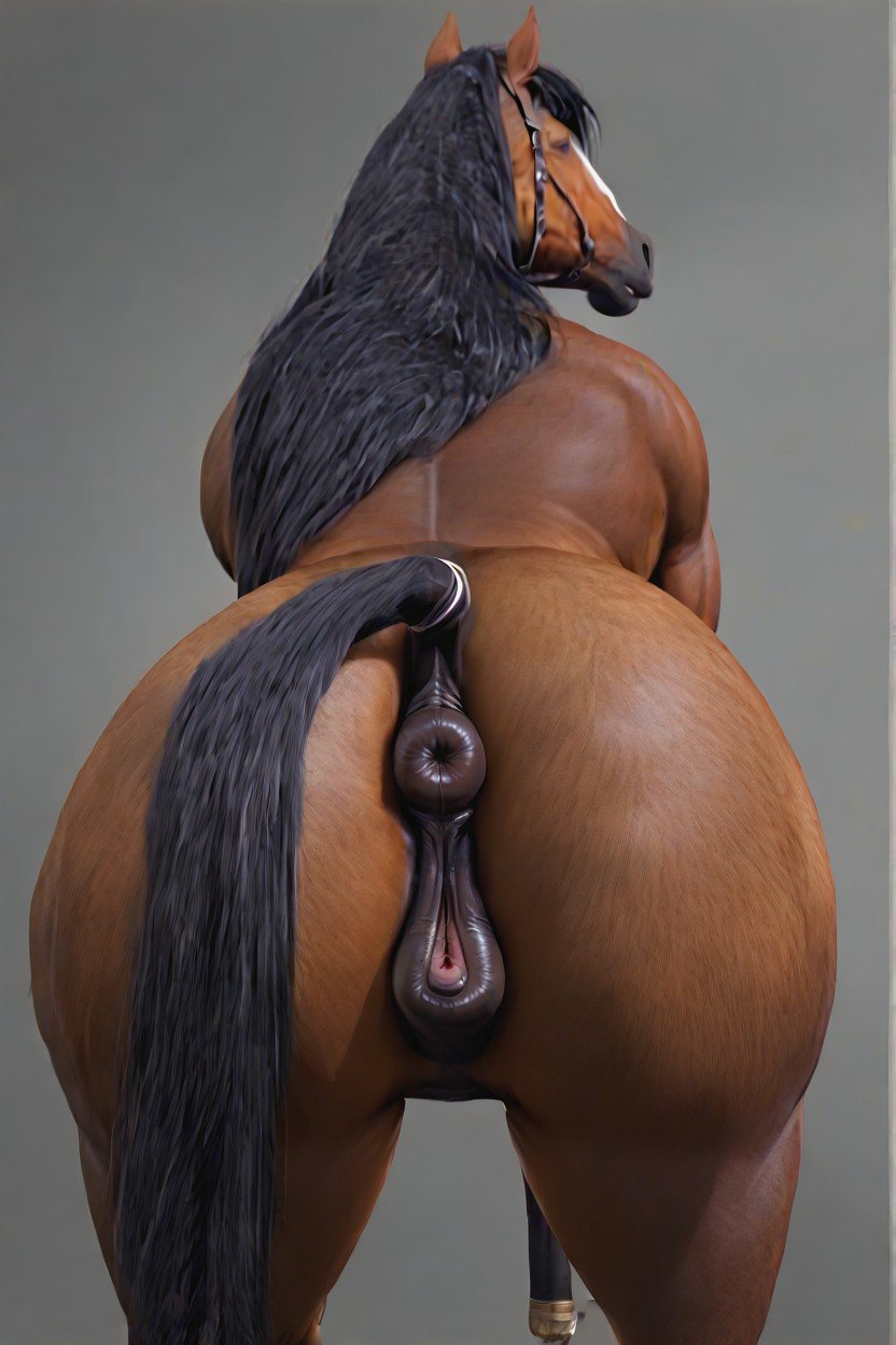 ai_generated animal_genitalia anthro anus ass equine_pussy female furry furrypornaddiction horse huge_ass puffy_anus pussy rear_view