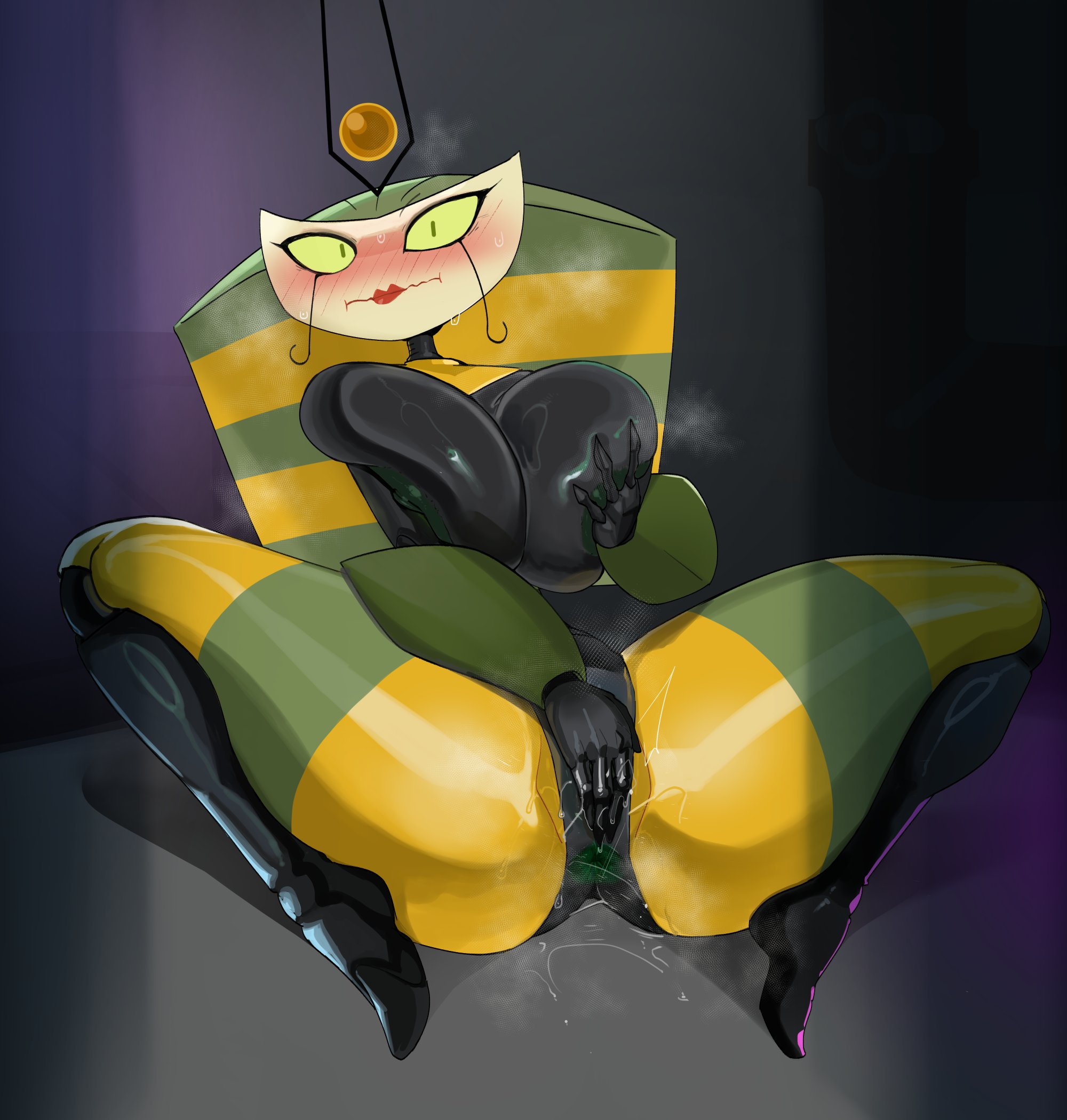 anus, blush, caught, caught masturbating, female, female focus, female masturbation, female only, grabbing own breast, masturbation, mdthetest, my life as a teenage robot, pussy, pussy juice, pussy juice puddle, queen vexus, robot, robot girl, tagme, vaginal, vaginal fingering, vaginal masturbation, vexus