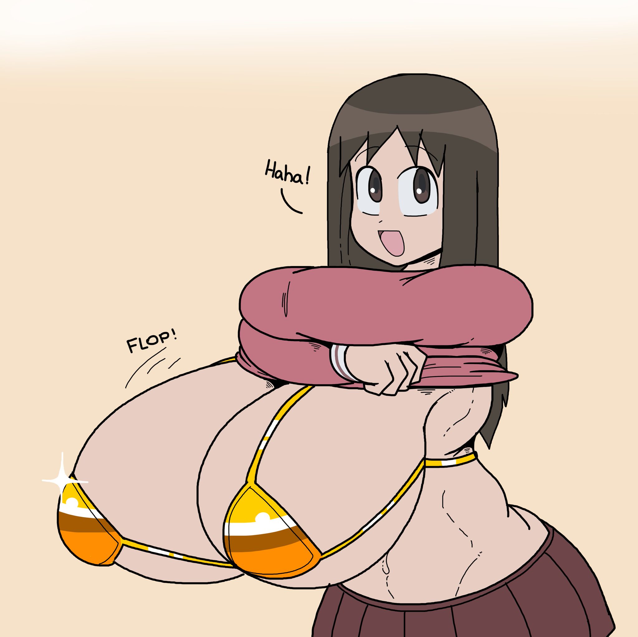 azumanga daiou, big breasts, bra, breasts, female, golden bra, huge breasts, osaka ayumu kasuga, poopishness