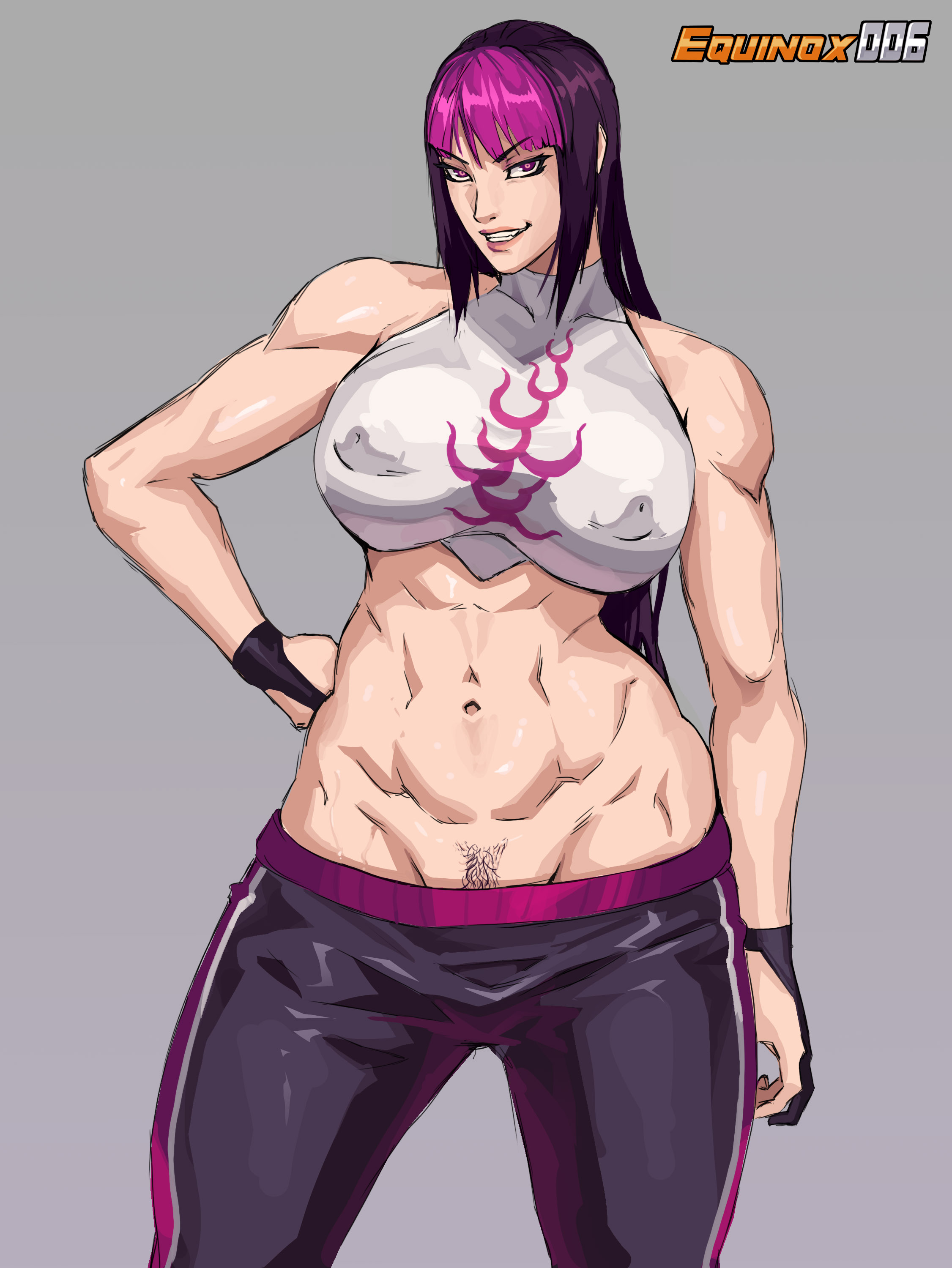 1girls, asian, big breasts, breasts, clothed, clothed female, equinox006, female, fit female, juri han, looking at viewer, muscular, muscular female, nipple bulge, pubes, pubes exposed, pubic hair, pubic hair peek, smiling, smiling at viewer, street fighter, street fighter v, tagme, wide hips