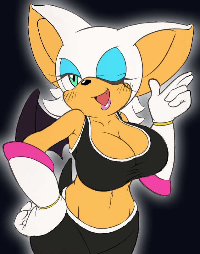 big breasts, breasts, clothes, clothing, color, female, furry, hips, huge breasts, looking at viewer, rouge the bat, sega, solo, sonic (series), sonic riders, sonic the hedgehog (series), wide hips