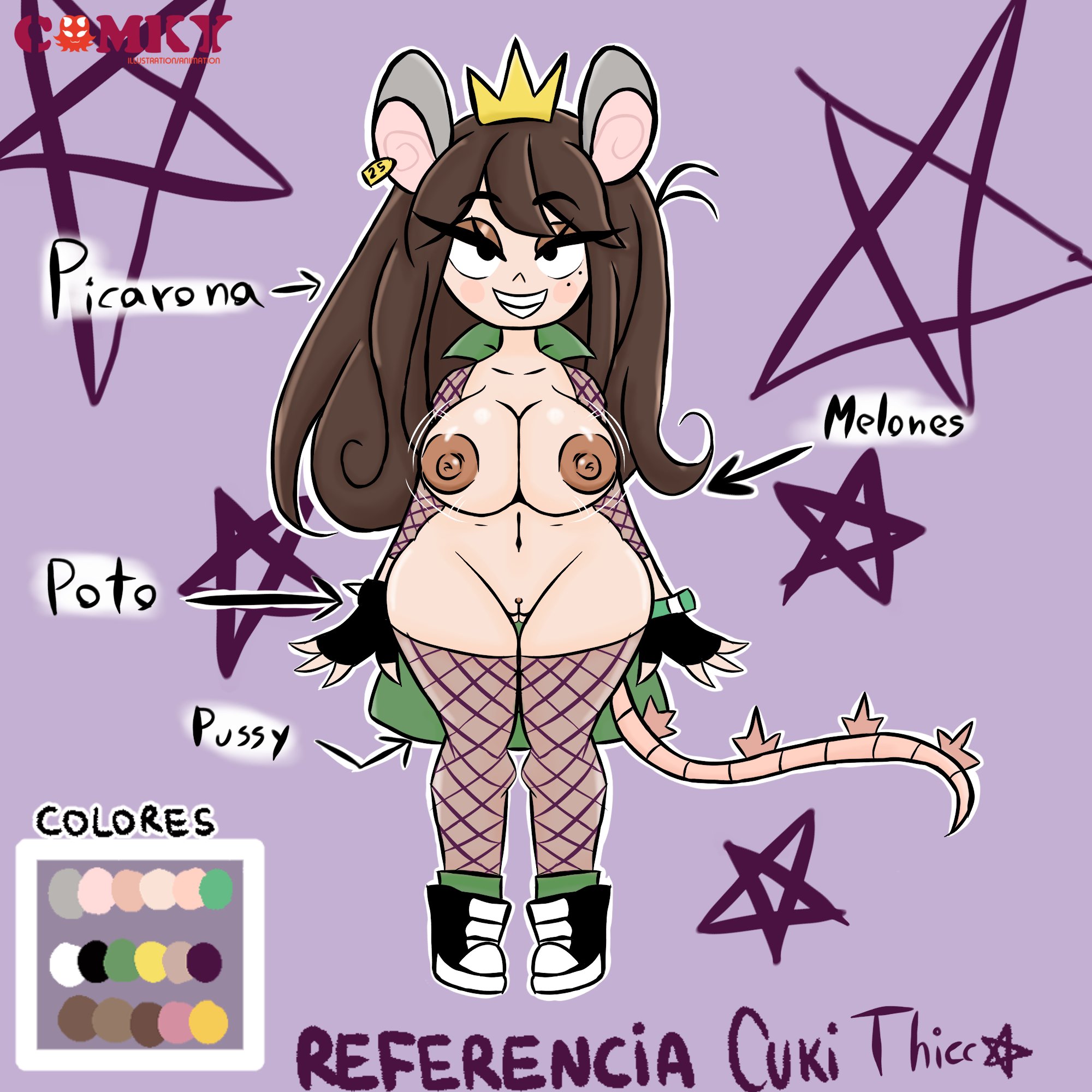brown hair, colombian female, comky, converse shoes, crown, cukizilla, female, perfectos desconocidos, rat ears, rat tail, reference image, tagme, youtube hispanic, youtuber character