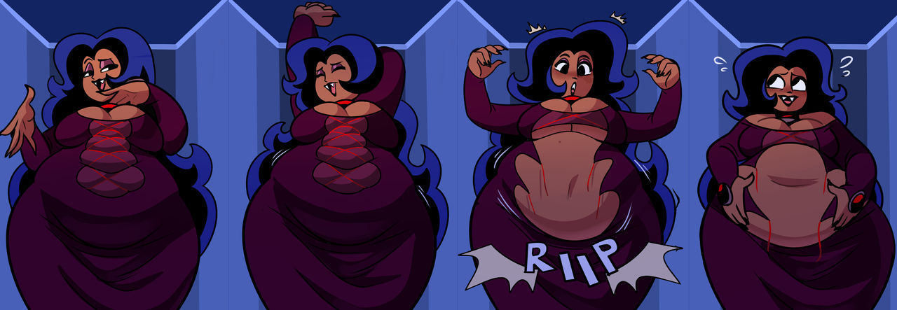 1girls, bbw, chubby, chubby female, comic, dark skin, dark-skinned female, female, ok k.o.! let's be heroes, snap, superspoe, vampire, weight gain, wilhamena