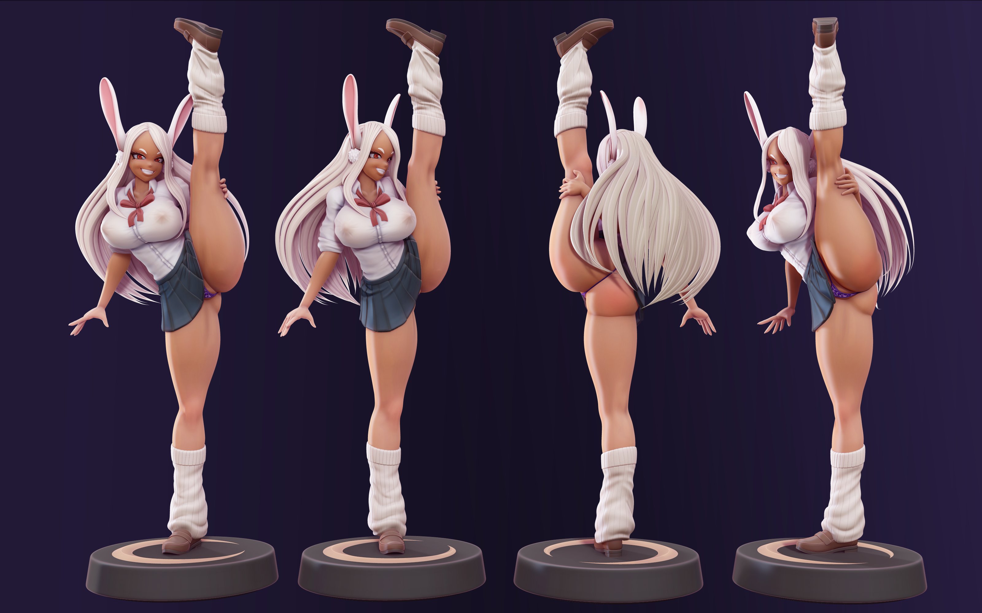 1girls, 3d, big breasts, breasts, clothed, clothing, female, female focus, female only, full body, looking at viewer, my hero academia, rumi usagiyama, smooth skin, solo, solo female, tagme, the-great-pipmax, thick thighs, thighs